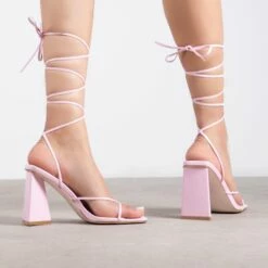 RAID Vedika Lace Up Block Heel In Pink -Raid London Sales Store Vedika Pink 3