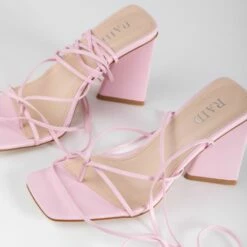 RAID Vedika Lace Up Block Heel In Pink -Raid London Sales Store Vedika Pink 4