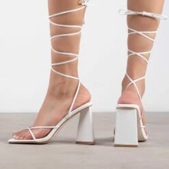 RAID Vedika Lace Up Block Heel In White -Raid London Sales Store Vedika White 3