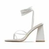 RAID Vedika Lace Up Block Heel In White