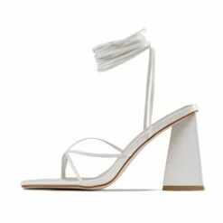 RAID Vedika Lace Up Block Heel In White