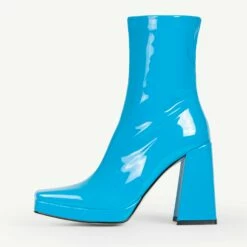 RAID Vista Block Heeled Ankle Boot In Blue -Raid London Sales Store Vista Blue 4