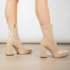 RAID Vista Block Heeled Ankle Boot In Nude