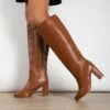 RAID Dileni Wide Fit Long Boot In Tan -Raid London Sales Store WF Dilen Tan 2