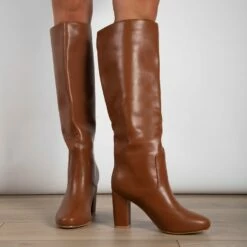 RAID Dileni Wide Fit Long Boot In Tan -Raid London Sales Store WF Dilen Tan 4