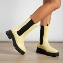 RAID Ellery Wide Fit Chunky Boot In Butter Yellow