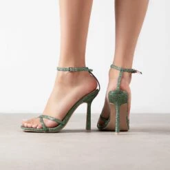 RAID Willia Heeled Sandal In Green Glitter -Raid London Sales Store Wilia Green 3
