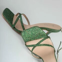 RAID Willia Heeled Sandal In Green Glitter -Raid London Sales Store Wilia Green 4