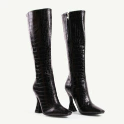 RAID Angelique Long Boot In Black Croc -Raid London Sales Store angelique black 3