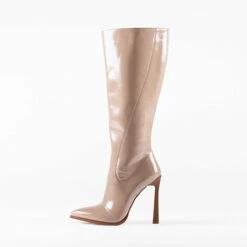 RAID Aria Long Stiletto Heel Boot In Beige -Raid London Sales Store aria nude