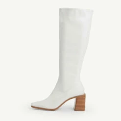 RAID Blick Block Heeled Long Boot In Off White -Raid London Sales Store blick off white 1