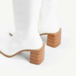 RAID Blick Block Heeled Long Boot In Off White -Raid London Sales Store blick off white 6
