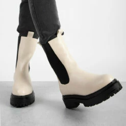 RAID Cherish Chunky Ankle Boot In White -Raid London Sales Store cherish ecru 3