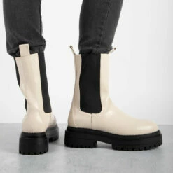 RAID Cherish Chunky Ankle Boot In White -Raid London Sales Store cherish ecru 4