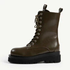 RAID Dahlia Chunky Lace Up Boot In Khaki -Raid London Sales Store dahlia khaki 1