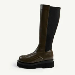 RAID Davina Chunky Long Boot In Khaki -Raid London Sales Store davina khaki 1