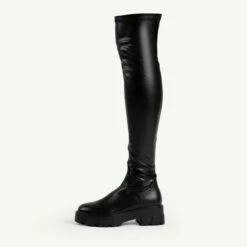 RAID Delia Over The Knee Boot In Black -Raid London Sales Store delia black pu 1