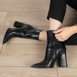 RAID Delphi Ankle Boot In Black Croc -Raid London Sales Store delphi black 2
