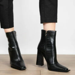 RAID Delphi Ankle Boot In Black Croc -Raid London Sales Store delphi black 3