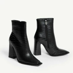 RAID Delphi Ankle Boot In Black Croc -Raid London Sales Store delphi black 5
