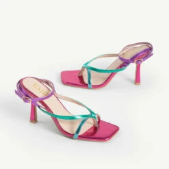 RAID Dorneah Wide Fit Square Toe Post Sandal In Pink Multi -Raid London Sales Store dorneah pink 5