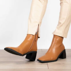 RAID Floriana Block Heeled Ankle Boot In Tan -Raid London Sales Store floriana tan 2