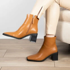 RAID Floriana Block Heeled Ankle Boot In Tan