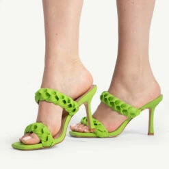 RAID Gemma Heeled Mule In Apple Green -Raid London Sales Store gemma apple green 3