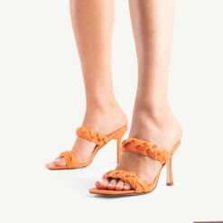 RAID Gemma Heeled Mule In Tangerine -Raid London Sales Store gemma tangerine 6