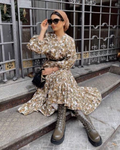 RAID Dahlia Chunky Lace Up Boot In Khaki -Raid London Sales Store hajra aaa