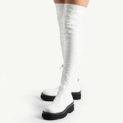 RAID Jade Over The Knee Boot In White -Raid London Sales Store jade off white 2