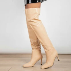 RAID Kulture Long Boot In Beige -Raid London Sales Store kulture beige 2