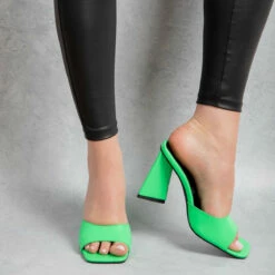 BEBO Kyrah Heeled Mule In Lime -Raid London Sales Store kyrah green 3