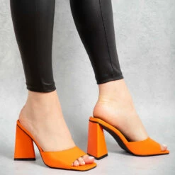 BEBO Kyrah Heeled Mule In Orange -Raid London Sales Store kyrah orange 3