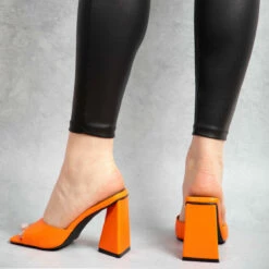 BEBO Kyrah Heeled Mule In Orange -Raid London Sales Store kyrah orange 5