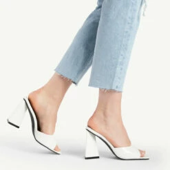 BEBO Kyrah Heeled Mule In White -Raid London Sales Store kyrah white 3