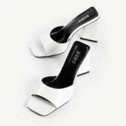 BEBO Kyrah Heeled Mule In White -Raid London Sales Store kyrah white 6