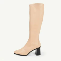 RAID Lennyo Block Heeled Boot In Nude -Raid London Sales Store lennyo nude 1