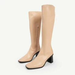 RAID Lennyo Block Heeled Boot In Nude -Raid London Sales Store lennyo nude 2