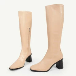 RAID Lennyo Block Heeled Boot In Nude -Raid London Sales Store lennyo nude 3