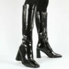 RAID Lenore Knee High Boot In Black Crinkle Patent -Raid London Sales Store lenore black crinkle patentpu e 1