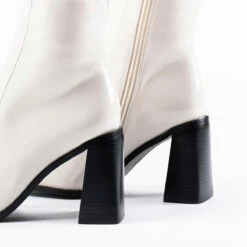 RAID Lenore Knee High Boot In Off White Crinkle Patent -Raid London Sales Store lenore white 4