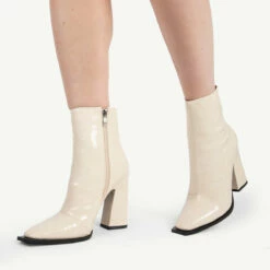 RAID Livvy Block Heeled Ankle Boot In White Croc -Raid London Sales Store livvy off white 5