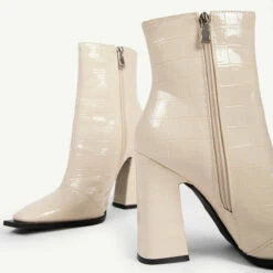 RAID Livvy Block Heeled Ankle Boot In White Croc -Raid London Sales Store livvy off white 6