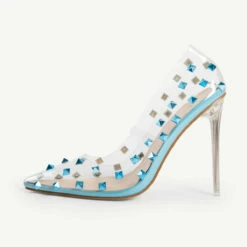 BEBO Mayra Perspex Court Shoe In Blue -Raid London Sales Store mayra blue 1