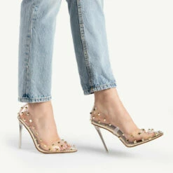 BEBO Mayra Perspex Court Shoe In Gold -Raid London Sales Store mayra gold 3