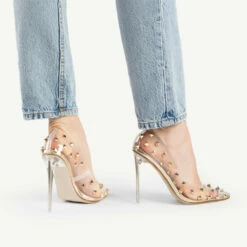 BEBO Mayra Perspex Court Shoe In Gold -Raid London Sales Store mayra gold 4