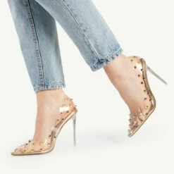 BEBO Mayra Perspex Court Shoe In Gold -Raid London Sales Store mayra gold 5