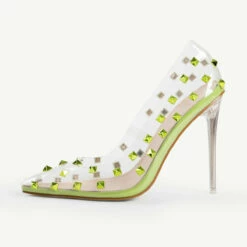 BEBO Mayra Perspex Court Shoe In Green -Raid London Sales Store mayra green 1