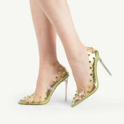 BEBO Mayra Perspex Court Shoe In Green -Raid London Sales Store mayra green 2